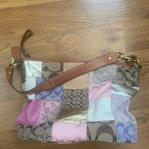 Coach Patchwork Shoulder Bag with Leather Strap